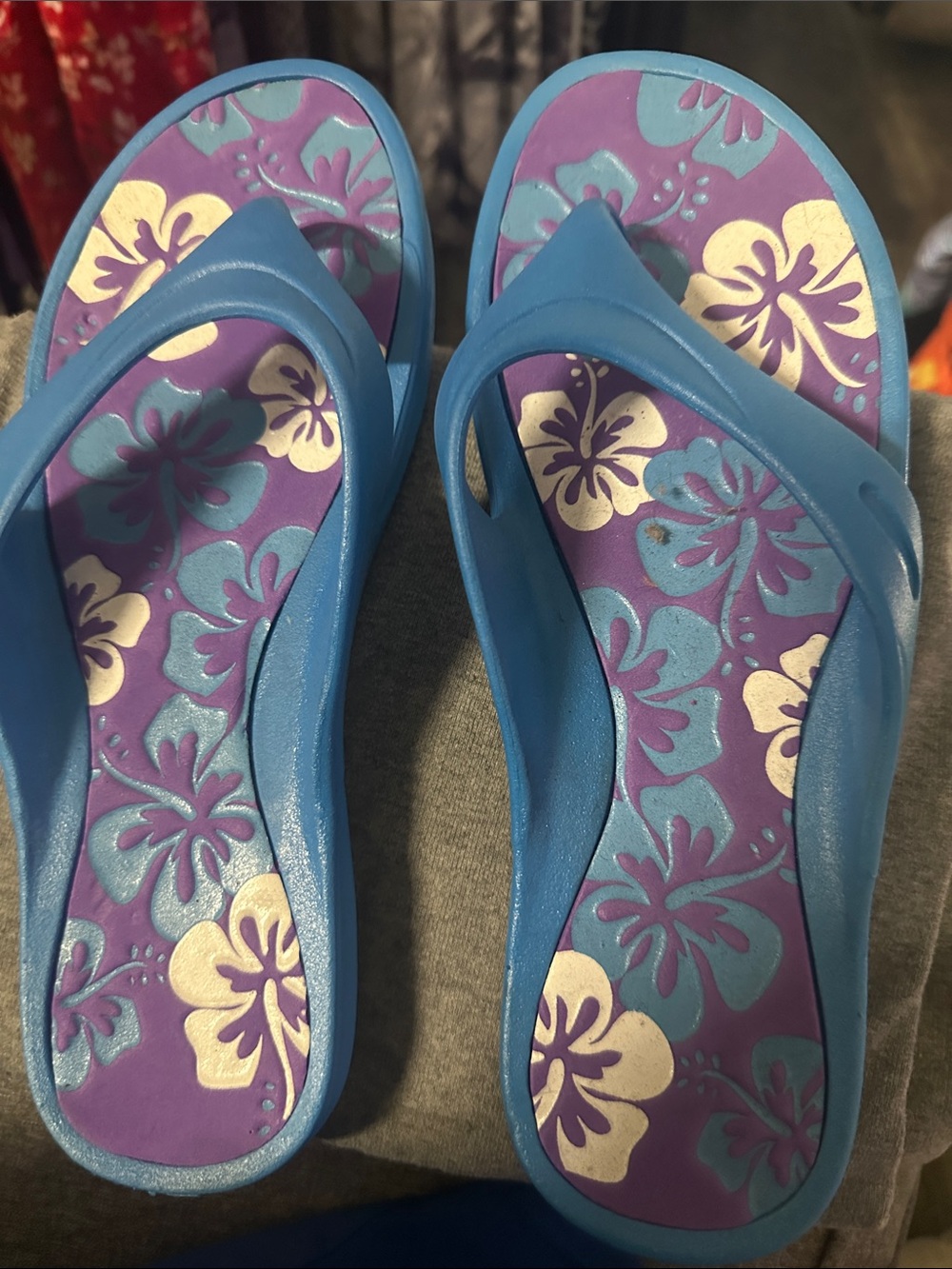 Blue Floral Women's Flip Flop Sandals